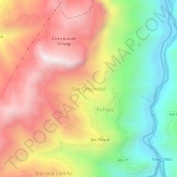 Mappa topografica San Christobal, altitudine, rilievo