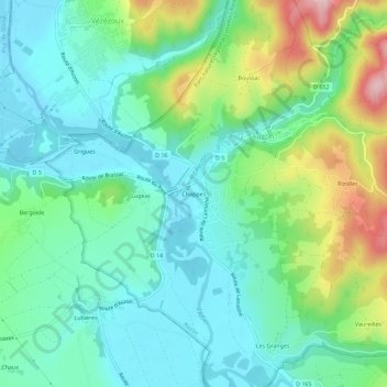 Mappa topografica Chappes, altitudine, rilievo