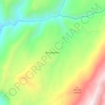 Mappa topografica Barranquillas, altitudine, rilievo
