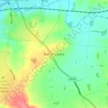 Mappa topografica Burton Lazars, altitudine, rilievo