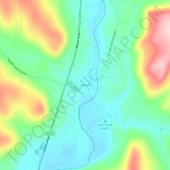 Mappa topografica Russell, altitudine, rilievo