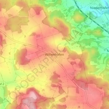 Mappa topografica Willenhofen, altitudine, rilievo