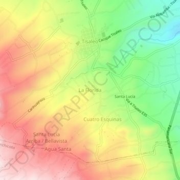 Mappa topografica La Florida, altitudine, rilievo