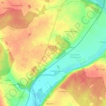 Mappa topografica Rougemont, altitudine, rilievo