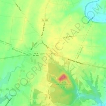 Mappa topografica Upton, altitudine, rilievo
