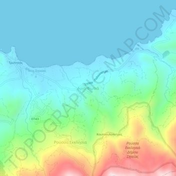 Mappa topografica Agia Fotia, altitudine, rilievo