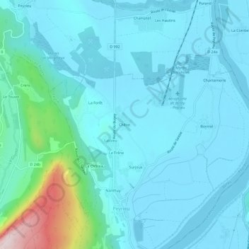 Mappa topografica Chêne, altitudine, rilievo