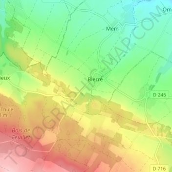 Mappa topografica La Louvière, altitudine, rilievo