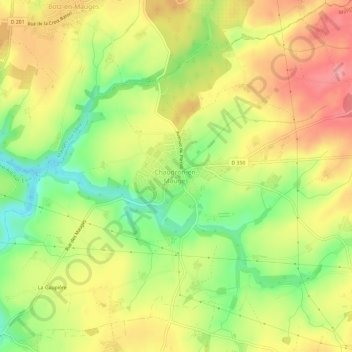 Mappa topografica Chaudron-en-Mauges, altitudine, rilievo