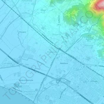 Mappa topografica Portonetti, altitudine, rilievo