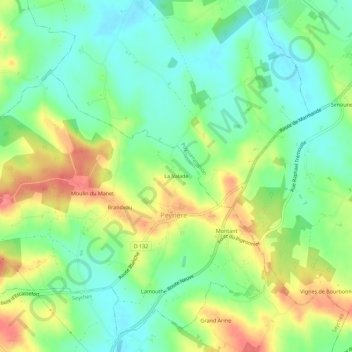 Mappa topografica La Valade, altitudine, rilievo