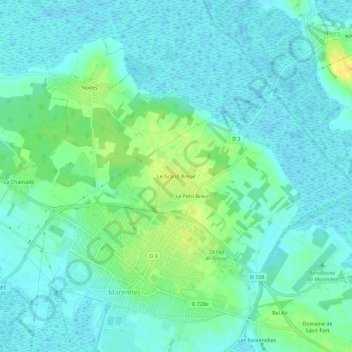 Mappa topografica Le Grand Breuil, altitudine, rilievo