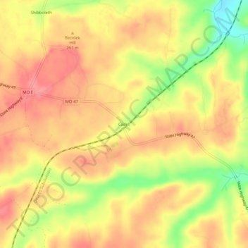Mappa topografica Cadet, altitudine, rilievo
