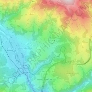 Mappa topografica Schiefling, altitudine, rilievo
