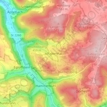 Mappa topografica Affalterthal, altitudine, rilievo