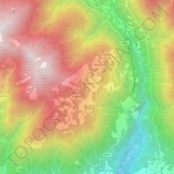 Mappa topografica Musiera, altitudine, rilievo