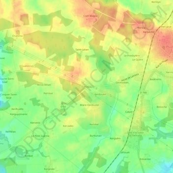 Mappa topografica Le Poteau, altitudine, rilievo