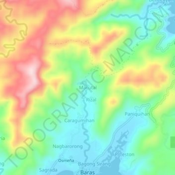 Mappa topografica Macutal, altitudine, rilievo