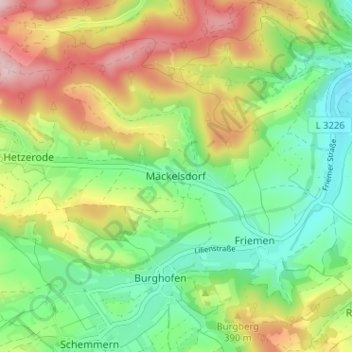 Mappa topografica Mäckelsdorf, altitudine, rilievo