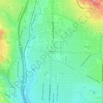 Mappa topografica Roswell, altitudine, rilievo