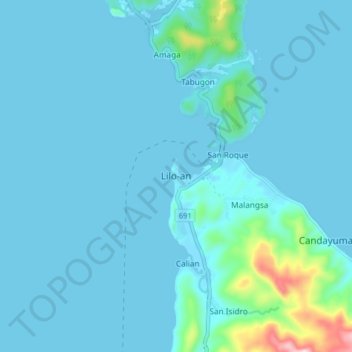 Mappa topografica Lilo-an, altitudine, rilievo