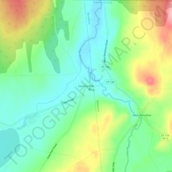 Mappa topografica East Franklin, altitudine, rilievo