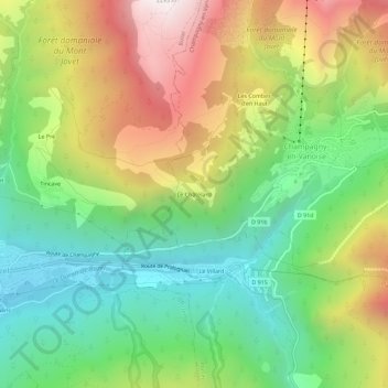 Mappa topografica Le Châtelard, altitudine, rilievo