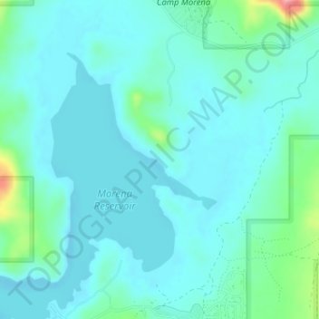 Mappa topografica Lake Morena County Park, altitudine, rilievo