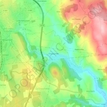 Mappa topografica Chassignoles, altitudine, rilievo