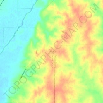 Mappa topografica Lindley, altitudine, rilievo