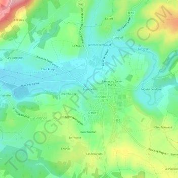 Mappa topografica Basse-Ville, altitudine, rilievo