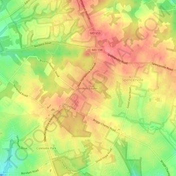 Mappa topografica Sniders Estates, altitudine, rilievo