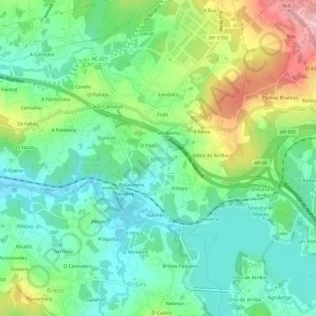 Mappa topografica Cecebre, altitudine, rilievo