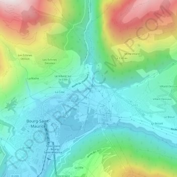 Mappa topografica L'Ilaz, altitudine, rilievo