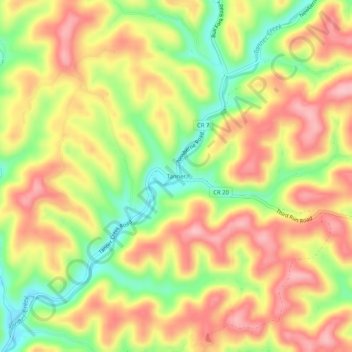Mappa topografica Tanner, altitudine, rilievo