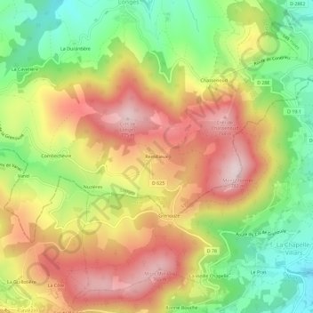 Mappa topografica Remillieux, altitudine, rilievo