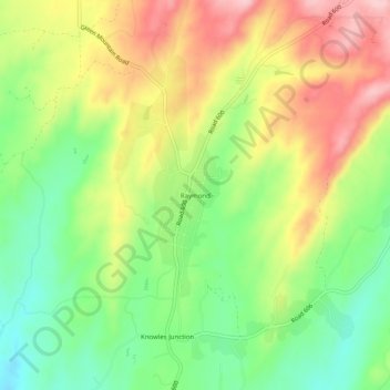 Mappa topografica Raymond, altitudine, rilievo