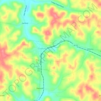 Mappa topografica Englishville, altitudine, rilievo