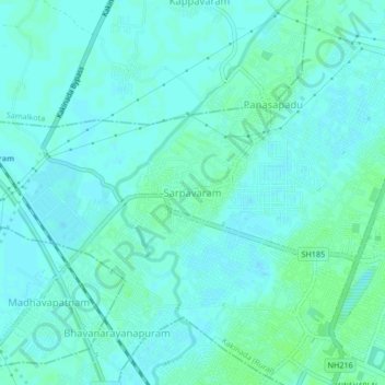 Mappa topografica Sarpavaram, altitudine, rilievo