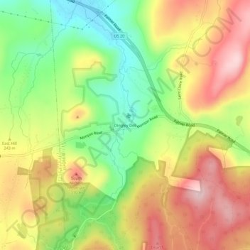 Mappa topografica Dingley Dell, altitudine, rilievo