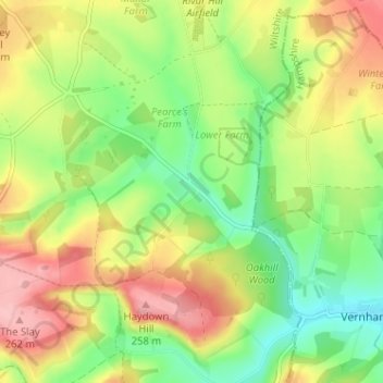 Mappa topografica Fosbury, altitudine, rilievo