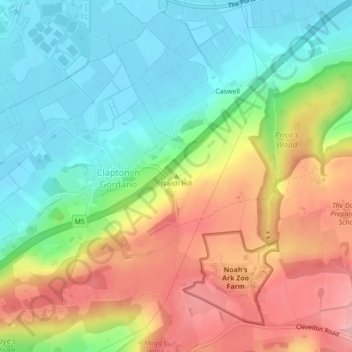 Mappa topografica Naish Hill, altitudine, rilievo