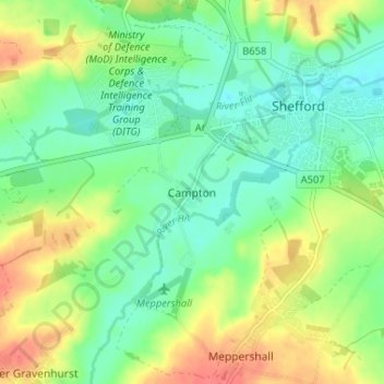 Mappa topografica Campton, altitudine, rilievo