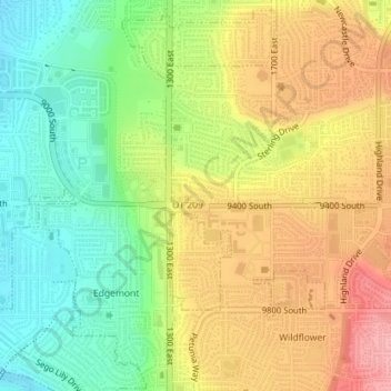 Mappa topografica Sandy Hills, altitudine, rilievo