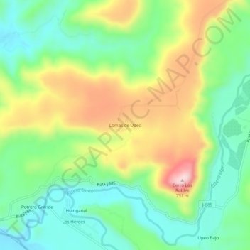 Mappa topografica Lomas de Upeo, altitudine, rilievo