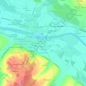 Mappa topografica La Grange, altitudine, rilievo