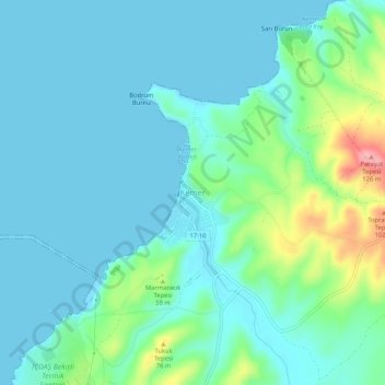 Mappa topografica Kemer, altitudine, rilievo