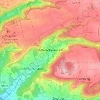 Mappa topografica Mitterrohrenstadt, altitudine, rilievo