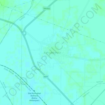 Mappa topografica Bahuakbarpur, altitudine, rilievo