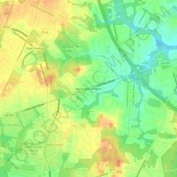 Mappa topografica Burlington Heights, altitudine, rilievo